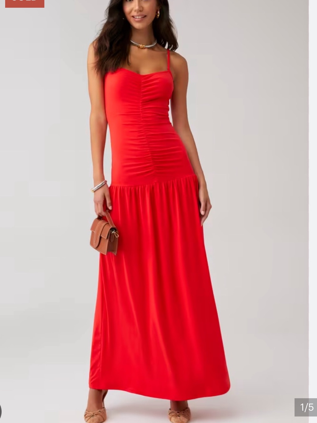 Weworewhat Red Ruched Maxi Dress With Spaghetti Straps